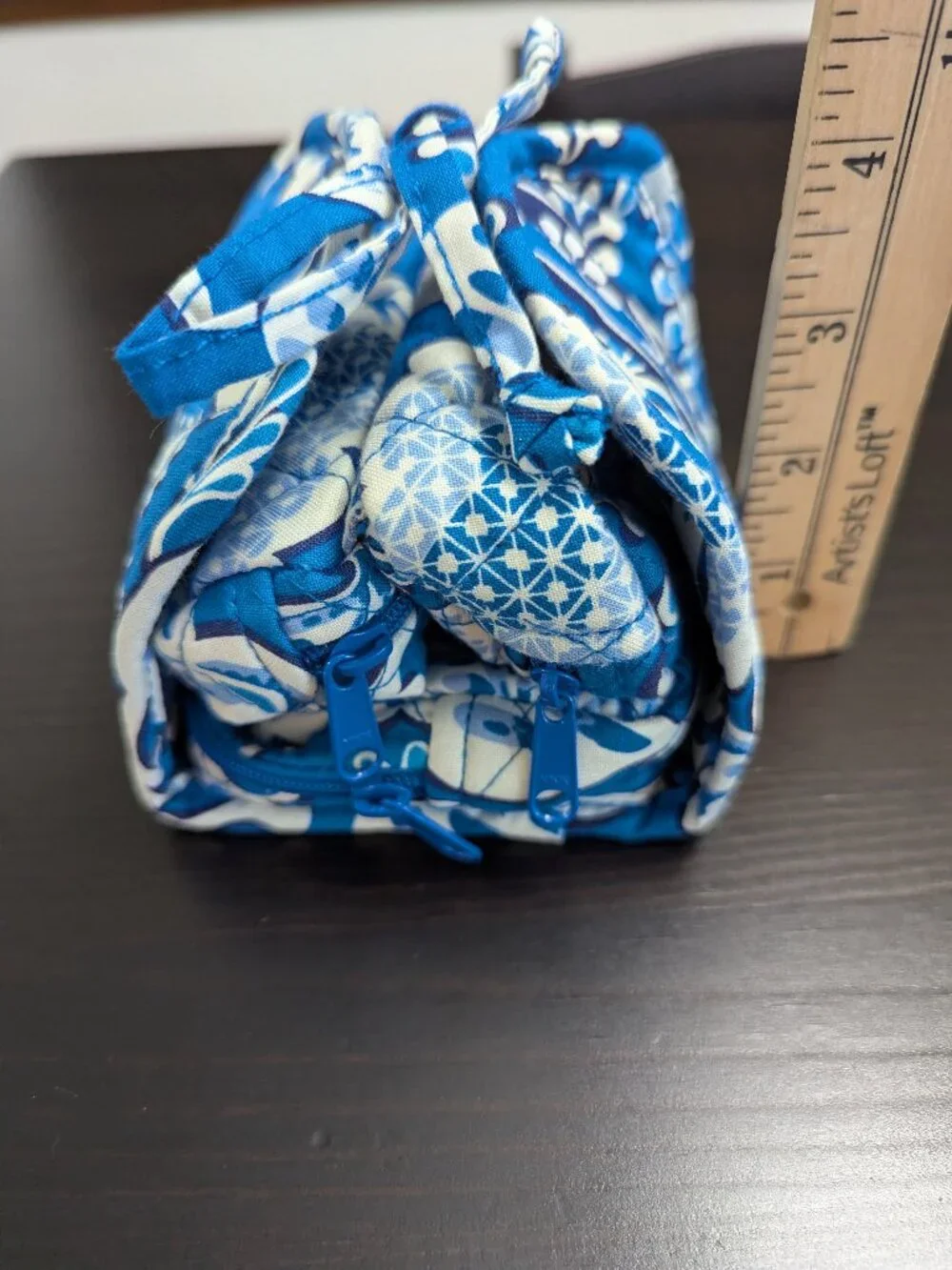 Vera Bradley All Wrapped Up Travel Jewelry Case Blue Paisley Quilted Bag